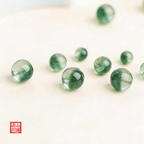 聚宝盆绿幽灵巴西水晶圆珠隔珠