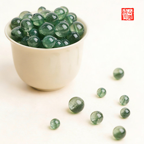 绿幽灵聚宝盆爆花水晶散珠DIY