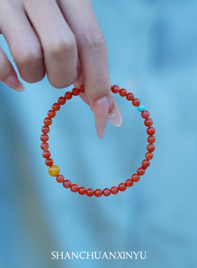 南红玛瑙手串女小米珠4mm