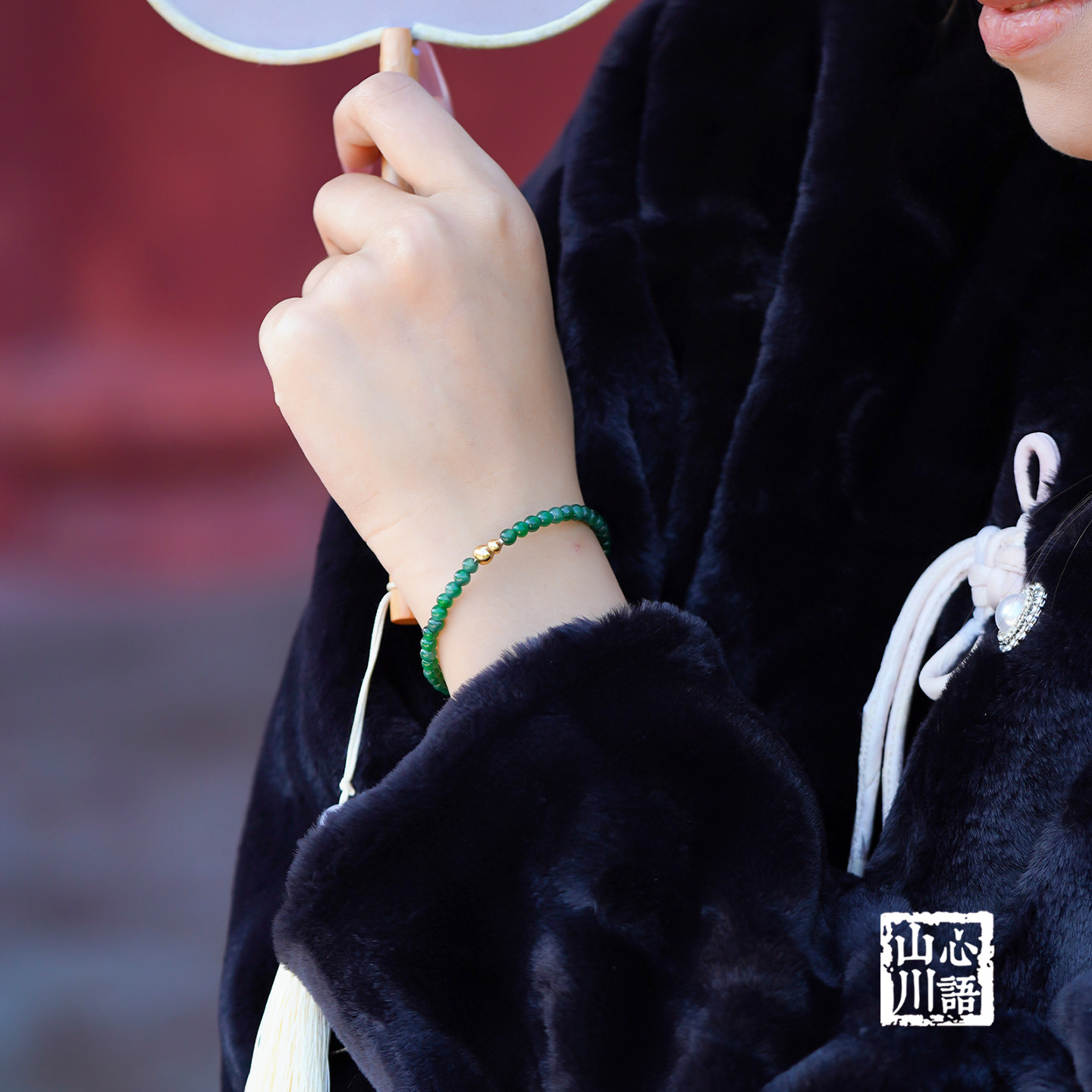 山川心语A货阳绿翡翠葫芦手串