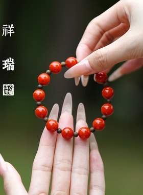 奇楠沉香南红手串女款红玛瑙手链