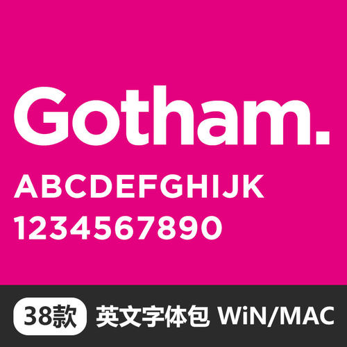 Gotham系列经典黑体英文PS字体包LOGO字体非衬线体安装包38个字重