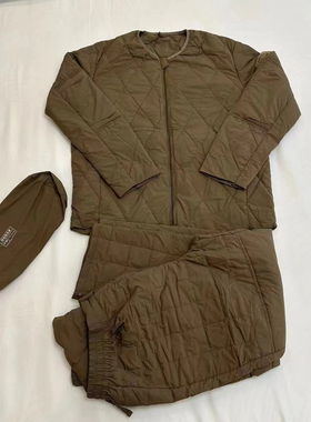 新款户外土黄色边巡逻羽绒棉衣绒裤衣拉链冬季防寒保暖棉裤套装