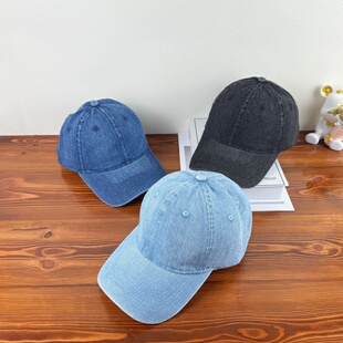 春夏新款 水洗百搭棒球帽男女宽檐遮阳防晒帽街头潮牛仔鸭舌帽 韩版