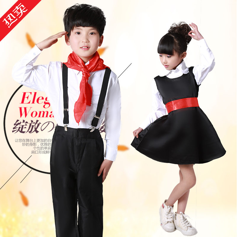 元旦儿童诗歌朗诵背带裙演出服