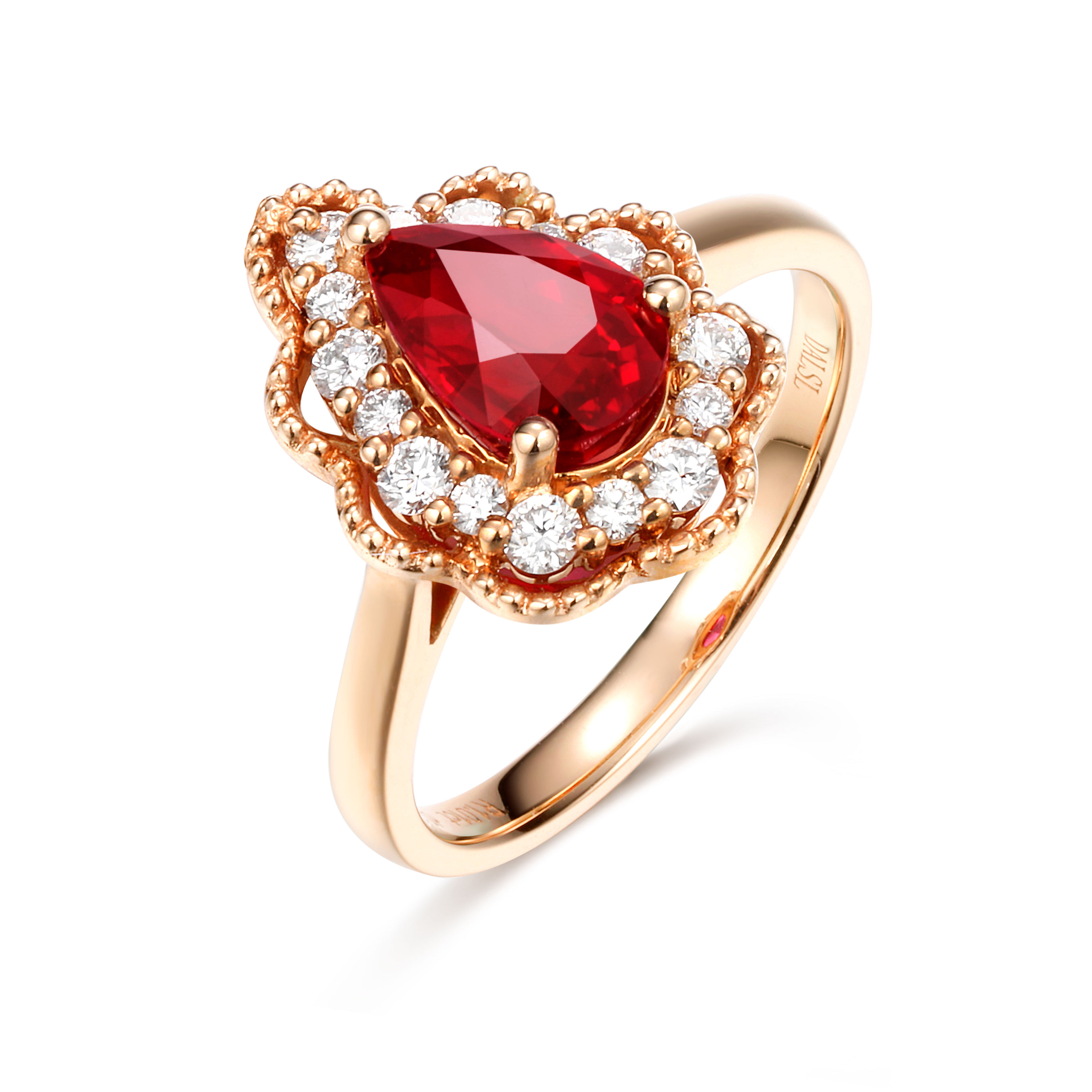 神抖抖钻石珠宝上海实体店红宝石钻石戒指女戒镶嵌宝石食指戒女神