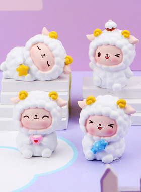 树脂祝福卡通小羊迷你摆件
