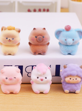 可爱植绒迷你动物树脂摆件治愈系家居桌面工位办公桌汽车装饰礼品