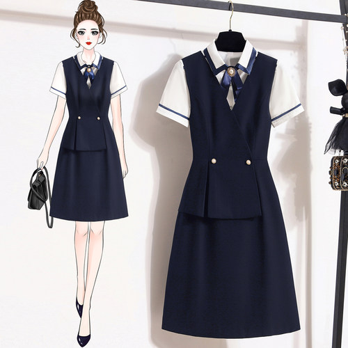 职业风马甲连衣裙女假两件