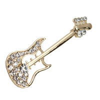 New guitar brooch, diamond shining corsage, unisex needle, lute epaulette, crystal badge, music