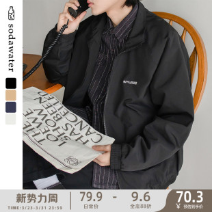 立领刺绣夹克日系男女款 时尚 宽松休闲外套 新款 苏打汽水工作室春季