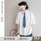 青春时尚 苏打汽水工作室夏季 日系男女款 衬衫 衬衣 纯色休闲百搭短袖