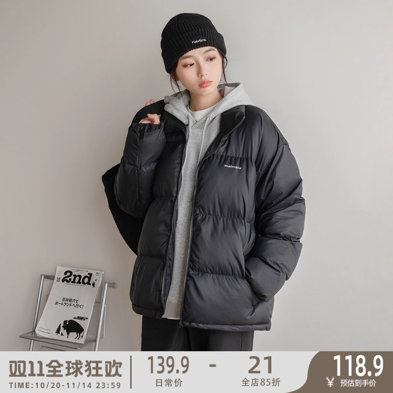宽松休闲百搭印花棉服加厚面包服