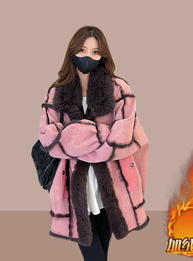 欧货设计感中长款毛毛大衣女冬季今年流行高级感宽松显瘦保暖外套