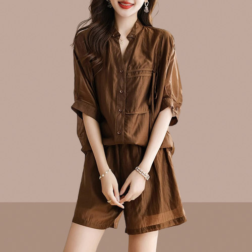 时尚两件套女2025年夏季时尚洋气轻薄小个子高级感短裤清爽两件套
