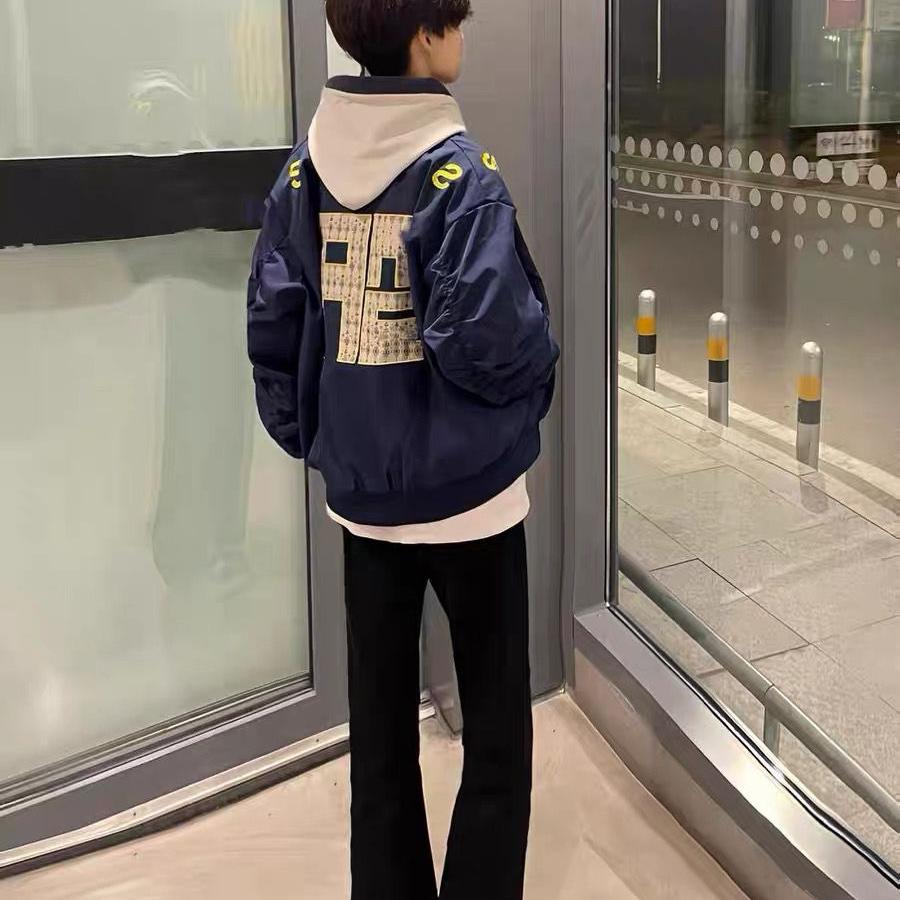 美式高街飞行员夹克春季外套男女字母刺绣设计百搭廓形棒球服