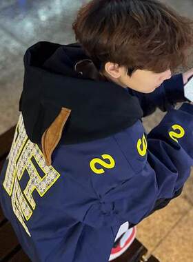 美式街头hiphop棒球服男生高级感穿搭外套字母刺绣情侣装飞行夹克
