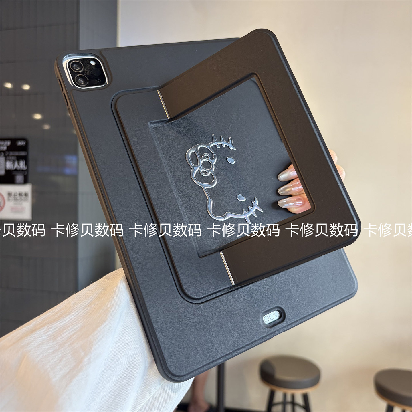 一体支点壳手持横竖支架适用苹果iPad11平板Pro保护套10第789代10.9无面盖Air13纯黑10.2寸9.7防摔air6硅胶壳
