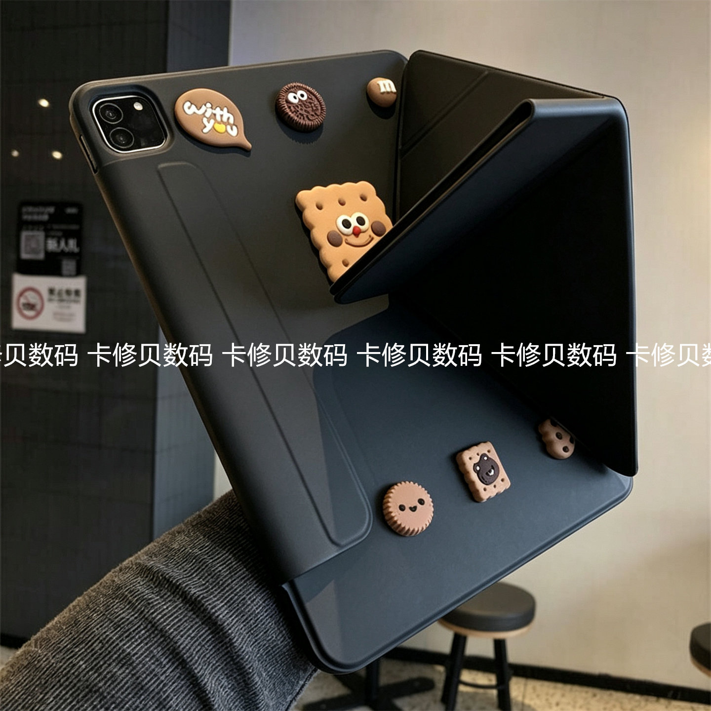 diy饼干公仔一体3+Y折叠带搭扣适用苹果iPad11代保护套第10代789全包pro11平板air6电脑10.2寸防摔12.9硅胶壳