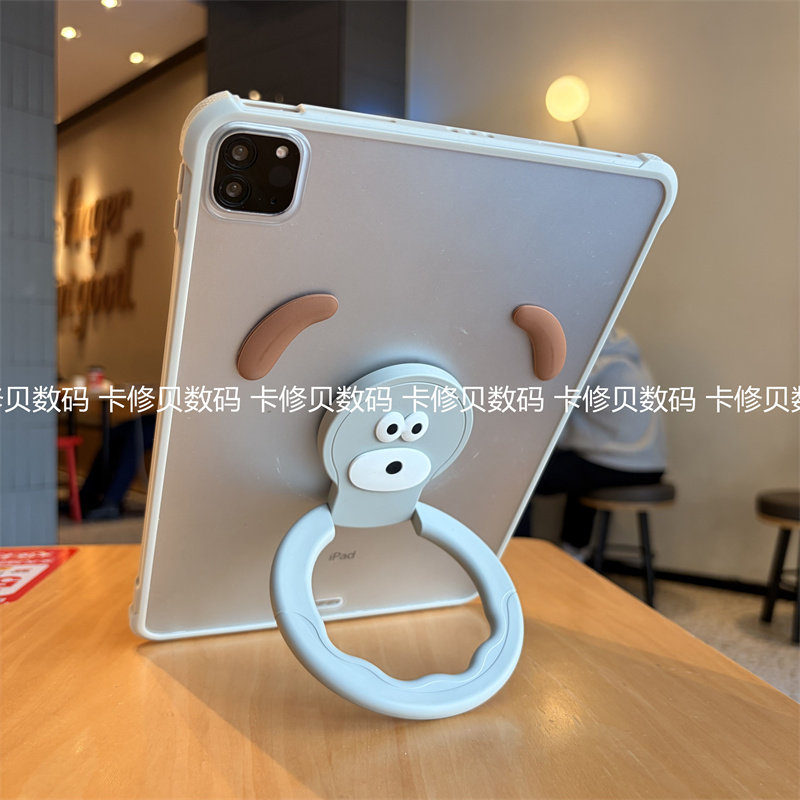可爱立体360度旋转支架单壳适用ipad11代保护套Air7苹果10.2寸10.9平板十第789代防弯Pro11亚克力A16磨砂后壳