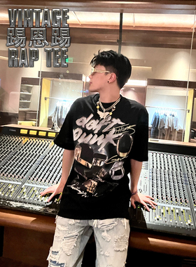 Daft Punk Vintage Tee *61蠢朋克圆领印花嘻哈复古长袖T恤短袖