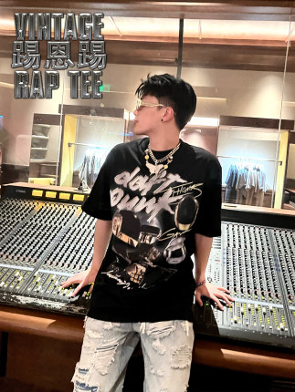 Daft Punk Vintage Tee *61蠢朋克圆领印花嘻哈复古长袖T恤短袖