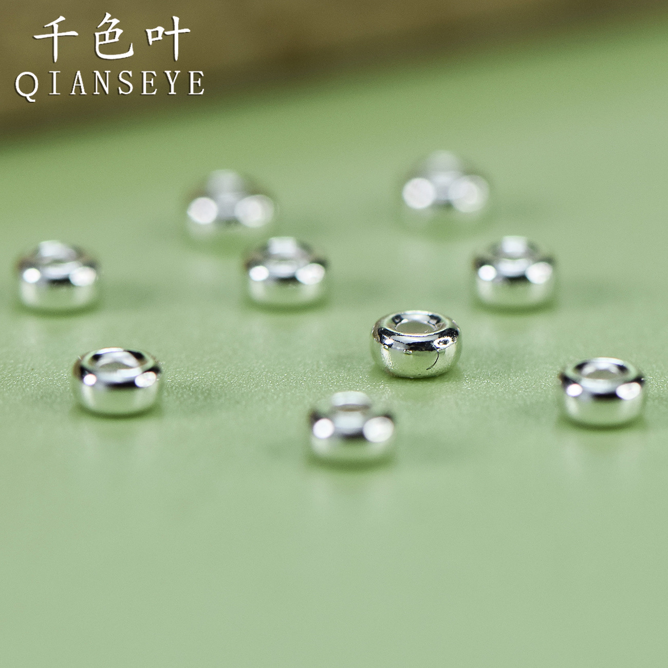 999足银算盘珠筒珠隔珠小众手工DIY简约几何圆柱形珠子工具线散珠