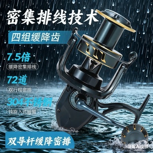 全金属沙滩远投锚鱼轮18000型双麻花轴纺车轮浅线杯缓降密排渔轮