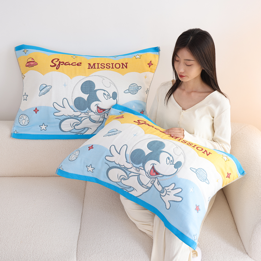 纯棉纱布枕巾一对装柔软透气防滑