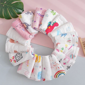 婴幼儿口水巾喂奶六层纯棉纱布洗脸毛巾方巾手绢儿童手帕宝宝用品
