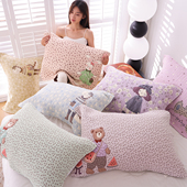 纯棉纱布枕巾一对装 可爱卡通全棉柔软枕头巾吸汗透气成人家用盖巾