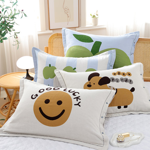 纯棉全包防脱落按扣式枕头套