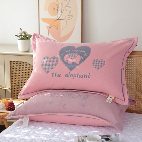 纯棉高密纱布吸汗透气枕套一对