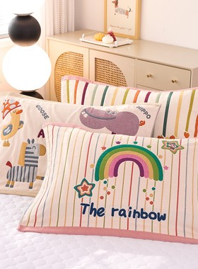 八层纯棉纱布枕巾一对装新款加厚柔软吸汗成人家用盖巾全棉枕头巾