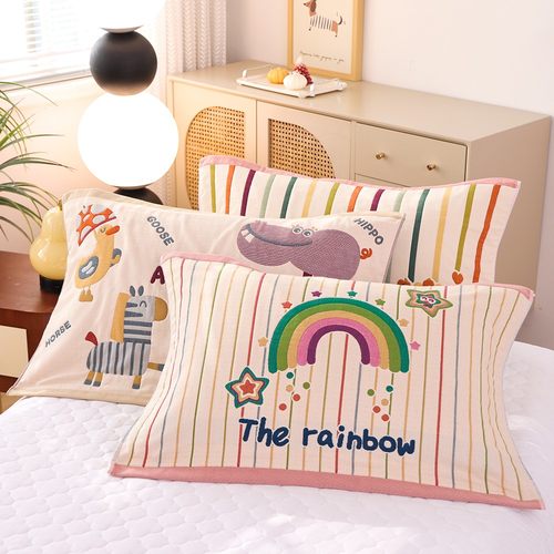 八层纯棉纱布枕巾新款加厚一对装