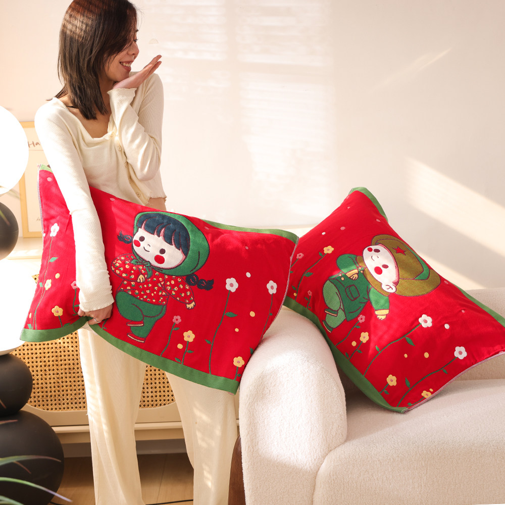 喜庆大红纯棉纱布枕巾一对装防滑不脱落情侣款加厚盖巾全棉枕头巾,床上用品,枕巾,淘宝优惠券,粉丝福利购,淘宝优惠卷