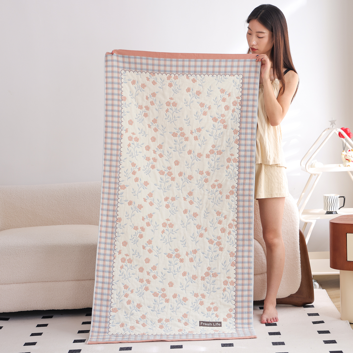 加厚纯棉纱布速干浴巾吸水柔软卡通提花洗澡巾全棉家用成人大裹巾