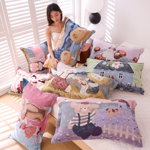 100%纯棉纱布按扣式枕套一对吸汗