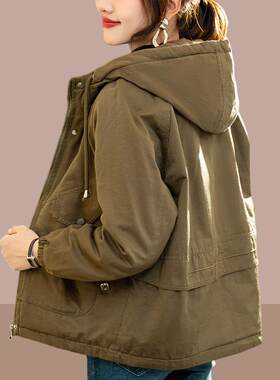 短款棉衣外套女装2024冬季新款外穿棉服加绒加厚派克服工装棉袄潮