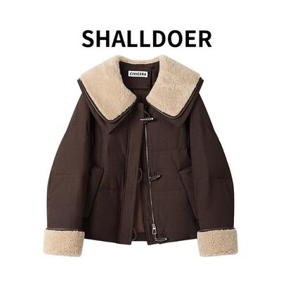 2025冬季新款双层娃娃领羽绒棉服女轻薄短款时尚洋气保暖棉衣外套