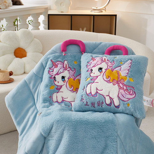 两用抱枕被靠垫枕头被午休空调被牛奶绒加厚可爱汽车沙发办公室枕