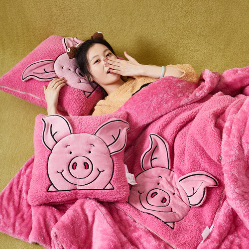 两用抱枕被靠垫枕头被午休汽车沙发办公室午睡加厚卡通可爱学生被