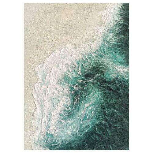 石英砂绿色海浪玄关砂岩肌理挂画