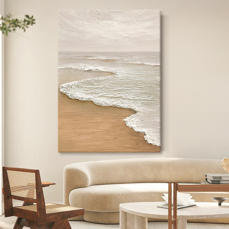 纯手绘油画侘寂风玄关肌理装饰画油画