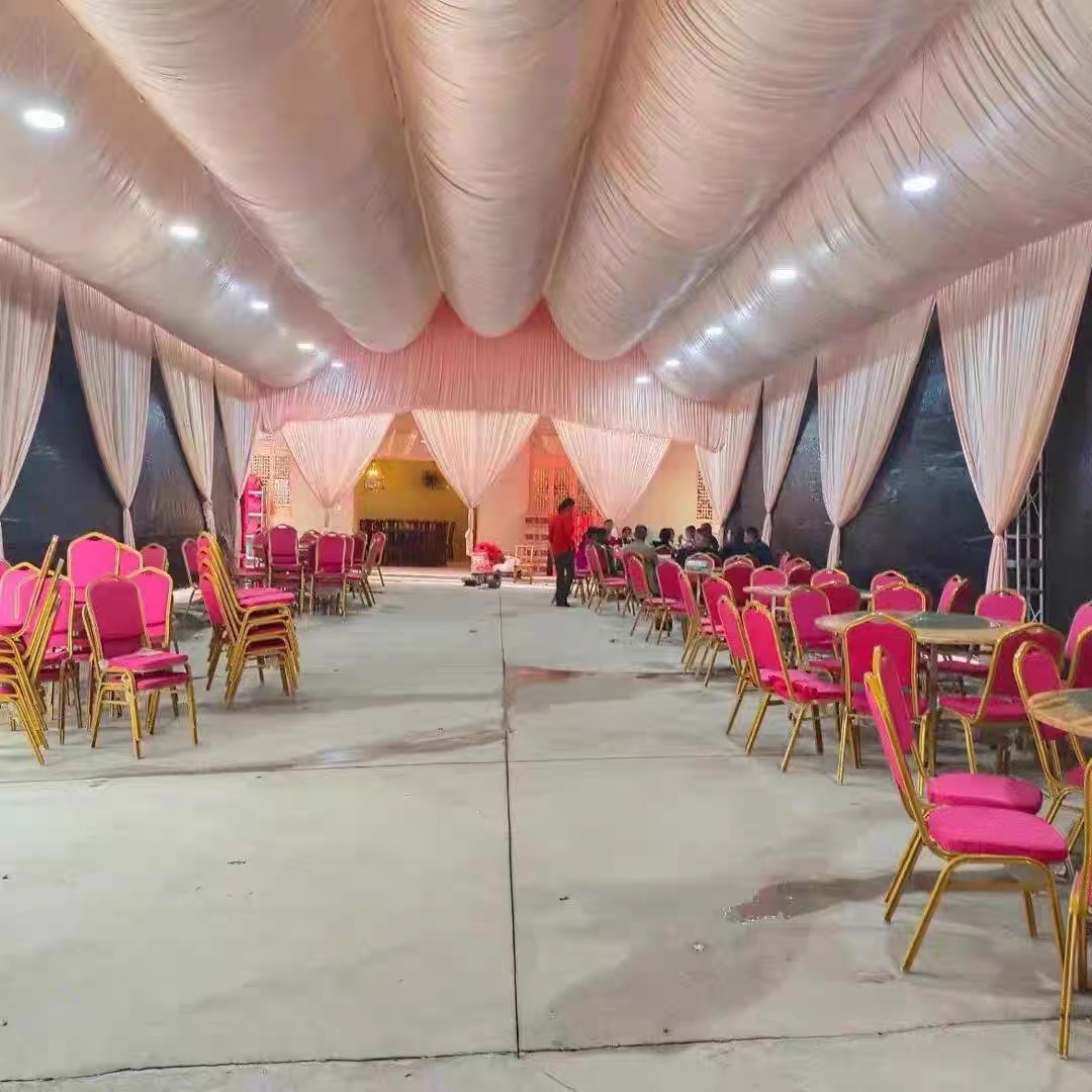 吊顶篷房顶棚纱幔装饰新款 婚庆婚宴酒席喜棚房帐篷幕布吊顶布幔