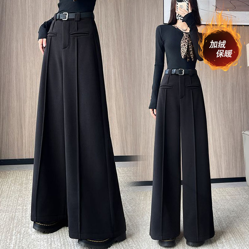 韩系气质毛呢胖mm宽松直筒长裤秋冬大码女装高腰显瘦黑色休闲裤子,女装/女士精品,大码裤装,淘宝优惠券,粉丝福利购,淘宝优惠卷