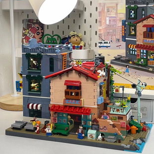 哲高街景复古大街中国风8090年代城市建筑模型男女孩拼装 积木玩具