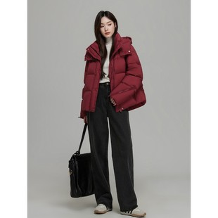 专柜正品 90白鸭绒保暖加厚连帽外套 轻奢高端茧型羽绒服女2025冬季