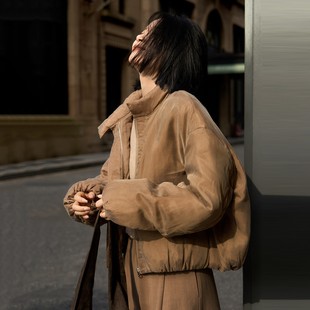 外套 立领磁吸扣白鹅绒保暖时尚 专柜正品 轻奢高端铜氨丝羽绒服冬季