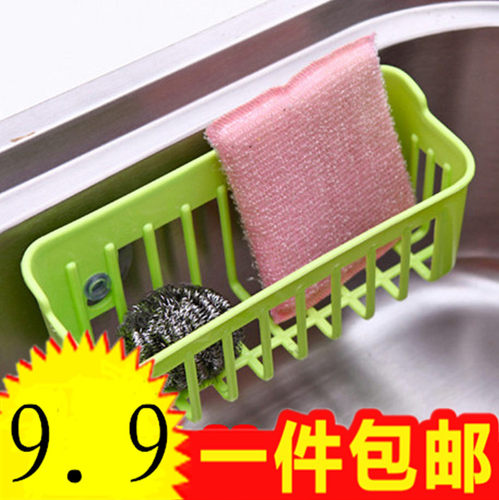 厨房炫彩带吸盘洗碗海绵餐饮用具